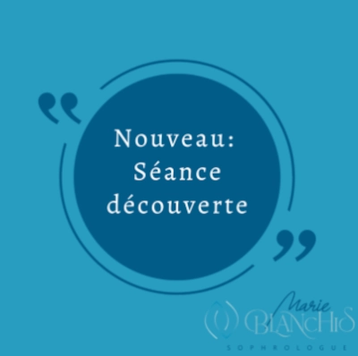 Flyer d'annonce pour nouvelle séance de sophrologie proposée au cabinet près de Rouen pour découvrir la relaxation dynamique à prix réduit.
