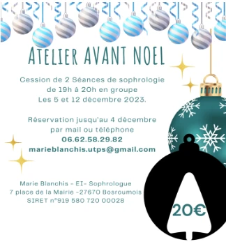 Participez à un atelier de sophrologie avant Noël pour apprendre à évacuer la pression, les éventuelles appréhensions et tensions que peut générer cette période intense et vous inviter à ralentir et à prendre du temps pour vous.