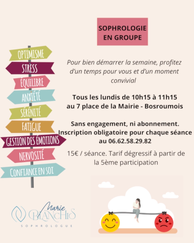 Flyer pour des séances de relaxation dynamique près de Bourgtheroulde les lundis matins.