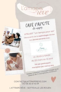 Parents, participez à un café papote pour échanger sur votre quotidien et vous détendre avec une séance de sophrologie près de Rouen.